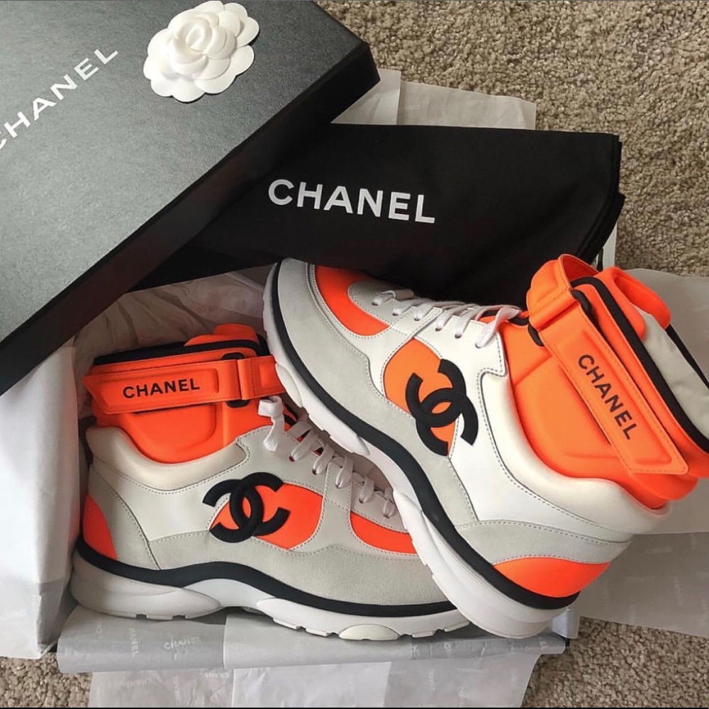 Chanel orange authentic sneakers LIMITED